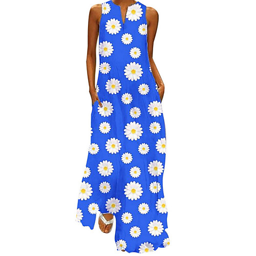 

Women's A Line Dress - Sleeveless Print Summer Casual Elegant 2020 Blue Green S M L XL XXL XXXL XXXXL XXXXXL