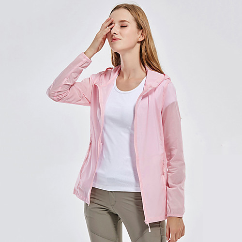 

Women's Hiking Jacket Hiking Windbreaker Outdoor Windproof Breathable Quick Dry Ultraviolet Resistant Top Elastane Single Slider Fishing Climbing Beach White / Pink / Rose Red