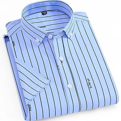 

Men's Striped Print Shirt Daily Blue