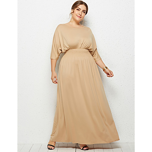 

Women's Swing Dress Maxi long Dress - 3/4 Length Sleeve Solid Color Summer Formal Elegant Holiday Going out 2020 White Black Purple Red Army Green Khaki Royal Blue Navy Blue M L XL XXL XXXL