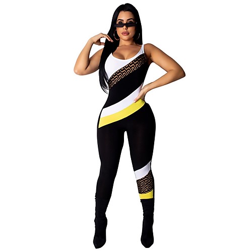 

Women's Black Jumpsuit Onesie, Color Block S