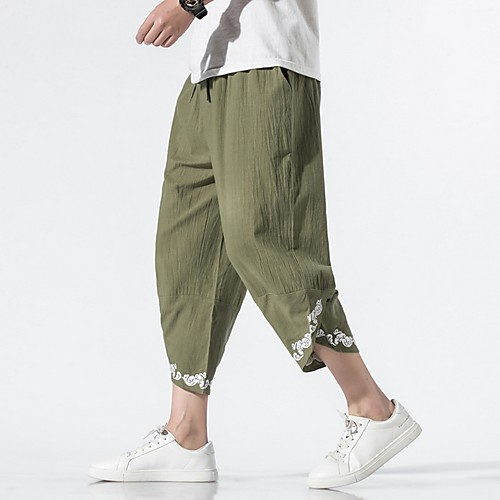 

Men's Sporty / Chinoiserie Chinos Pants - Solid Colored Drawstring Comfort Army Green White Light gray US32 / UK32 / EU40 US34 / UK34 / EU42 US38 / UK38 / EU46