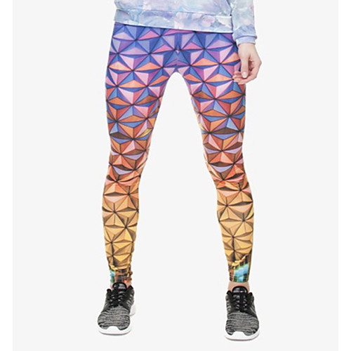 

Women's Sports / Yoga Sporty / Basic Legging - Print, Print Mid Waist Rainbow One-Size