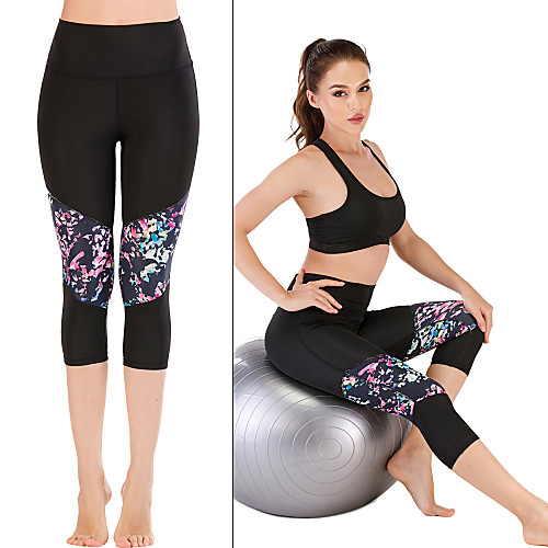 

Women's Yoga Pants Winter 3D Print Black Running Fitness Gym Workout 3/4 Tights Sport Activewear Moisture Wicking Soft Butt Lift Tummy Control Stretchy Skinny