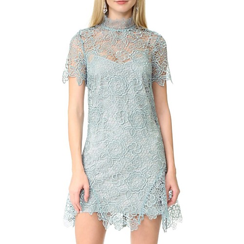 

Sheath / Column High Neck Short / Mini Lace Cut Out / Beautiful Back Party Wear / Cocktail Party Dress with Lace Insert 2020