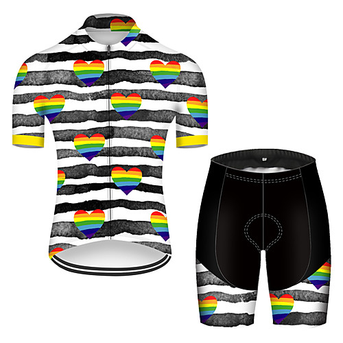 

21Grams Men's Short Sleeve Cycling Jersey with Shorts Black / White Rainbow Bike Breathable Sports Rainbow Mountain Bike MTB Road Bike Cycling Clothing Apparel / Stretchy