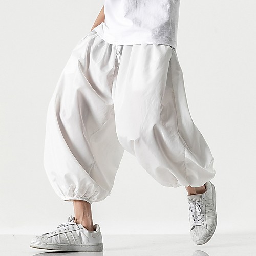 

Men's Sporty / Chinoiserie Chinos Pants - Solid Colored Drawstring Comfort White Black Navy Blue US32 / UK32 / EU40 US34 / UK34 / EU42