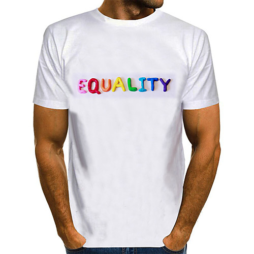 

Men's 3D Blue & White Print T-shirt Basic Exaggerated Daily White