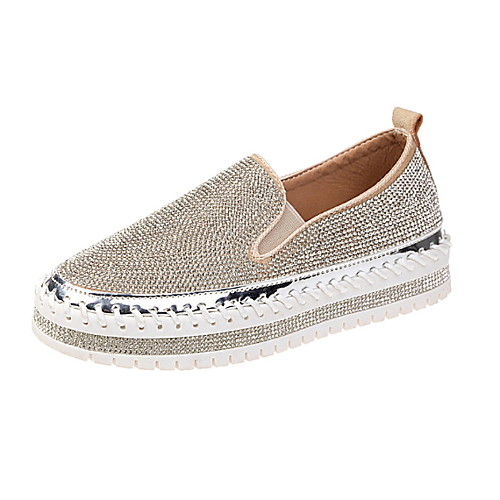 

Women's Sneakers Spring & Summer Flat Heel Round Toe Daily Canvas Black / Silver