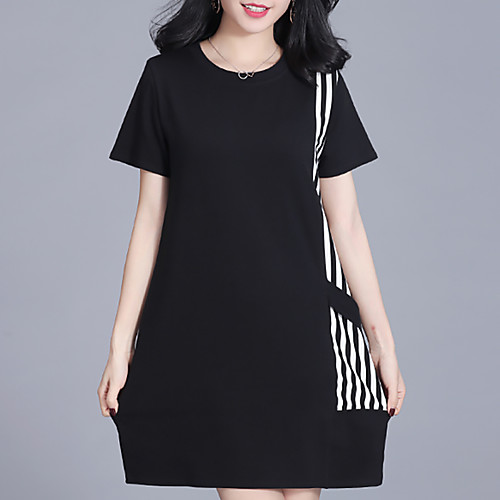 

Women's 2020 Green Black Dress Casual Street chic Summer Daily Going out Shift Striped Geometric Color Block M L