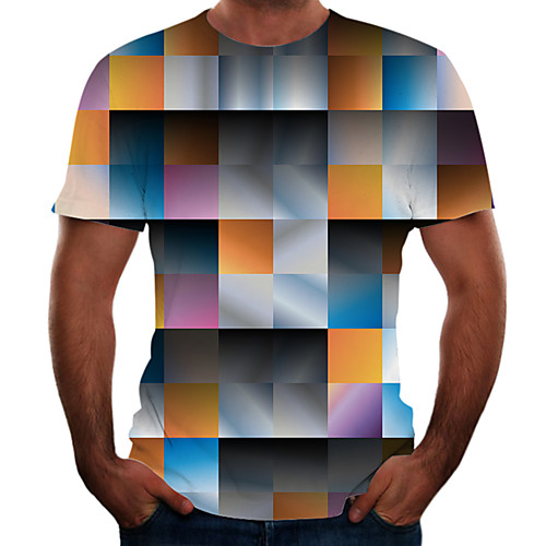 

Men's Going out Weekend Basic T-shirt - Color Block / 3D / Animal Rainbow