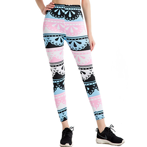 

Women's Sports / Yoga Sporty / Basic Legging - Floral / Color Block, Print Mid Waist Dusty Rose One-Size