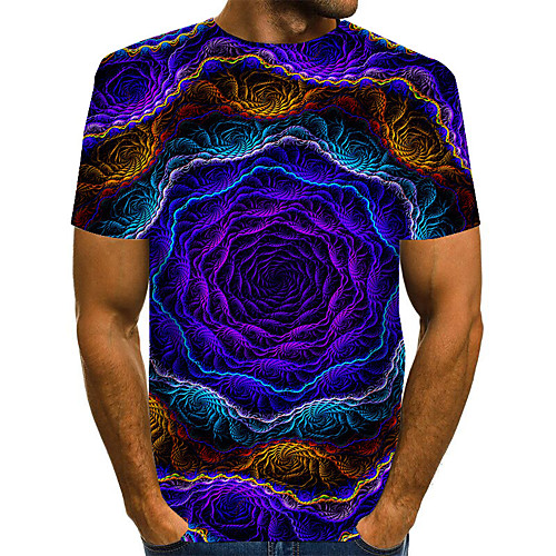 

Men's Daily Going out Basic / Street chic T-shirt - Geometric Print Blue