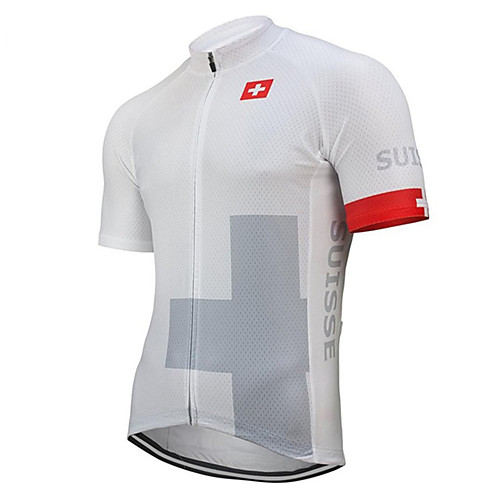 

21Grams Men's Short Sleeve Cycling Jersey GrayWhite Bike Jersey Top Mountain Bike MTB Road Bike Cycling UV Resistant Breathable Quick Dry Sports Clothing Apparel / Stretchy