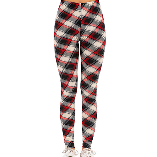

Women's Basic Chinos Pants - Plaid Red M L XL