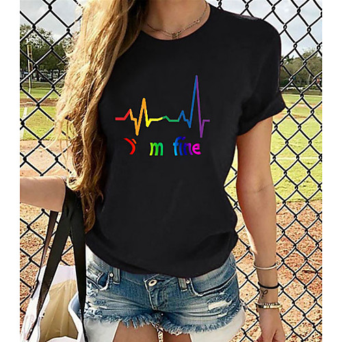 

Women's Graphic 3D Print Pleated Print T-shirt Street chic Exaggerated Daily Going out Rainbow