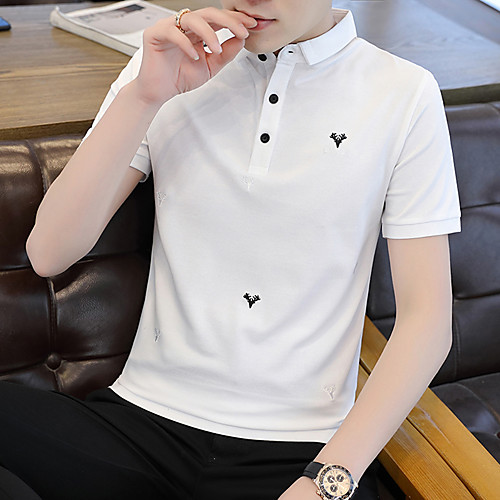

Men's Solid Colored Polo Basic Elegant Daily Work White / Black / Blushing Pink / Green