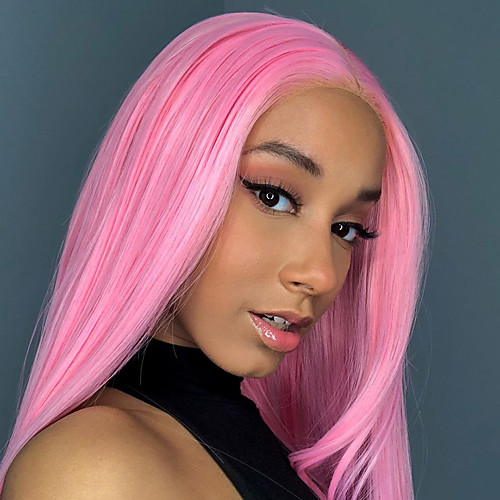 

Synthetic Lace Front Wig Straight Gaga Middle Part Lace Front Wig Long Pink Synthetic Hair 22-26 inch Women's Heat Resistant Women Hot Sale Pink / Glueless