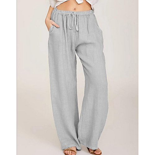 

Women's Basic Chinos Pants - Solid Colored Black Blue Gray S M L