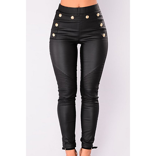

Women's Basic Chinos Pants - Solid Colored Wine Black S M L