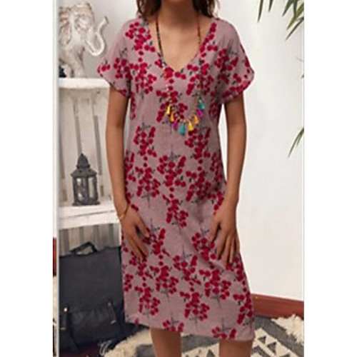 

Women's Sheath Dress - Short Sleeves Floral Summer Elegant 2020 Red Green S M L XL XXL XXXL XXXXL XXXXXL