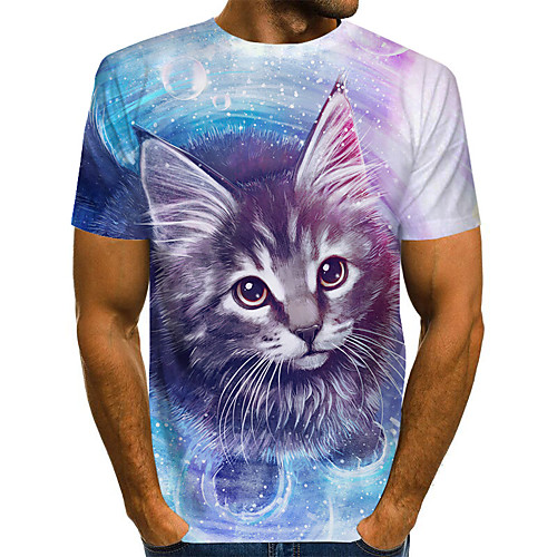 

Men's Geometric 3D Print T-shirt Street chic Exaggerated Daily Going out Rainbow