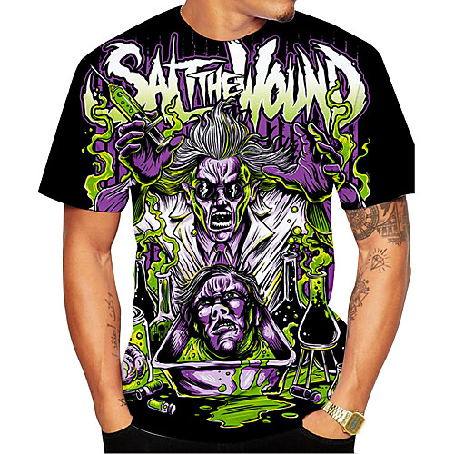 

Men's Graphic Skull Print T-shirt Street chic Exaggerated Going out Club Black