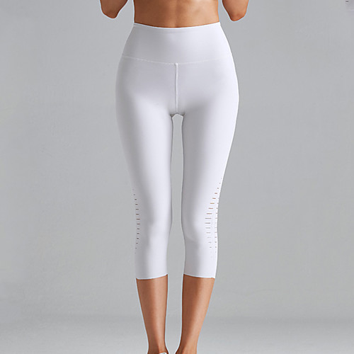 

Women's High Waist Yoga Pants Winter Cut Out White Black Green Elastane Running Fitness Gym Workout 3/4 Capri Pants Sport Activewear Breathable Moisture Wicking Butt Lift Tummy Control High Elasticity