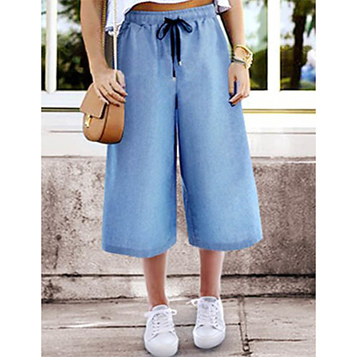 

Women's Street chic Chinos Pants - Solid Colored Blue Light Blue S M L
