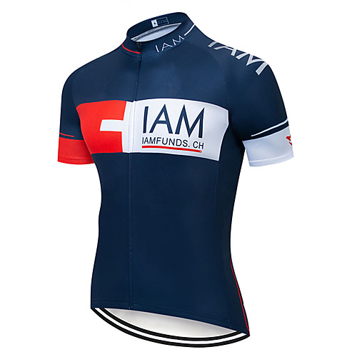

21Grams Men's Short Sleeve Cycling Jersey White Red Blue Bike Jersey Top Mountain Bike MTB Road Bike Cycling UV Resistant Breathable Quick Dry Sports Clothing Apparel / Stretchy