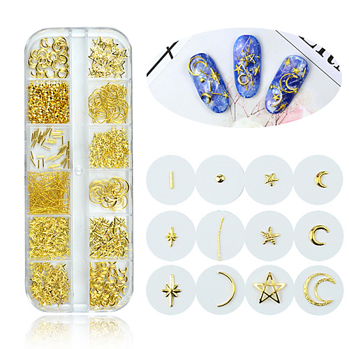 

1 Box Gold Nail Art Alloy Studs 3D Decorations Mix Sea Star Charm Metal Frame Rivets Nail Sequin Accessories