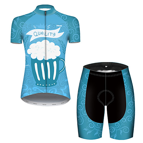 

21Grams Women's Short Sleeve Cycling Jersey with Shorts Black / Blue Oktoberfest Beer Bike Breathable Sports Patterned Mountain Bike MTB Road Bike Cycling Clothing Apparel / Stretchy