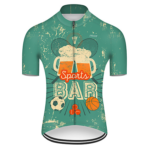 

21Grams Men's Short Sleeve Cycling Jersey Green / Yellow Oktoberfest Beer Bike Top Mountain Bike MTB Road Bike Cycling Breathable Sports Clothing Apparel / Micro-elastic
