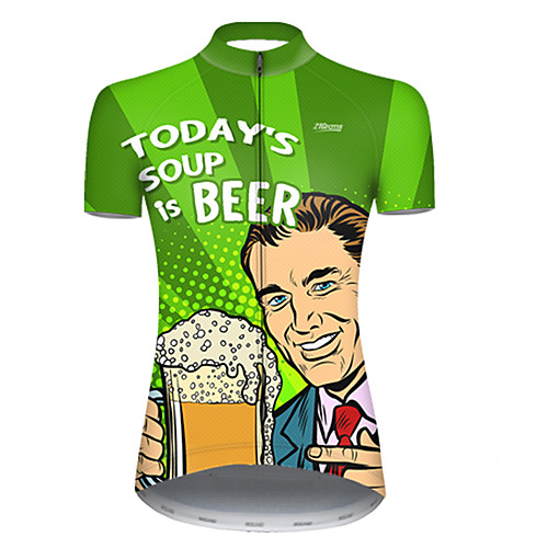 

21Grams Women's Short Sleeve Cycling Jersey Green Oktoberfest Beer Bike Top Mountain Bike MTB Road Bike Cycling Breathable Sports Clothing Apparel / Micro-elastic