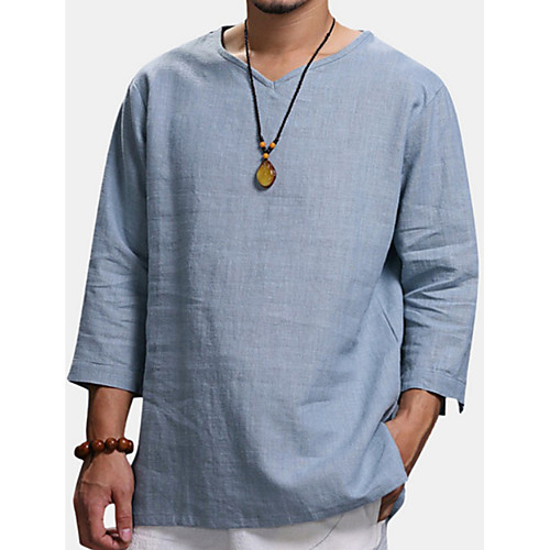 

Men's Daily Going out Chinoiserie / Hawaiian T-shirt - Solid Colored White
