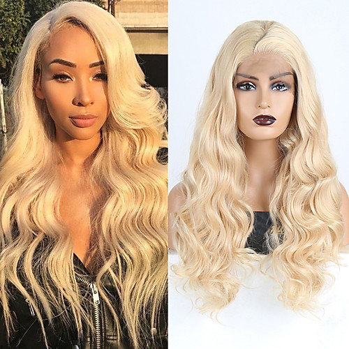 

Synthetic Lace Front Wig Wavy Side Part Lace Front Wig Long Blonde Synthetic Hair 18-26 inch Women's Cosplay Soft Adjustable Blonde