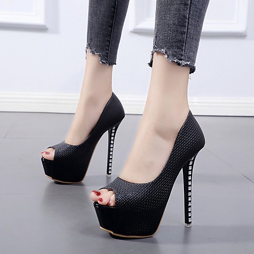 

Women's Sandals Summer Stiletto Heel Open Toe Daily PU Black