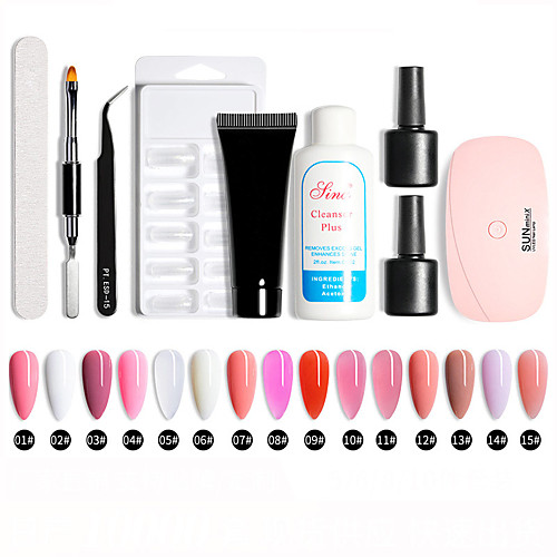 

Polygel Kit With UV LED Lamp Nail Extension Builder Gel Full Cover Nail Tips,Brush, File, Poly Gel Colors Gel and Liquid Polygel Nail Builder Kit New and old version randomly