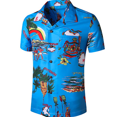 

Men's Graphic Print Shirt Tropical Daily Blue