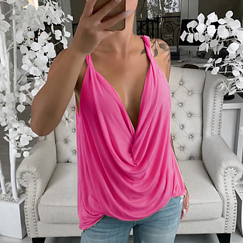 

Women's Going out Basic Blouse - Solid Colored Black