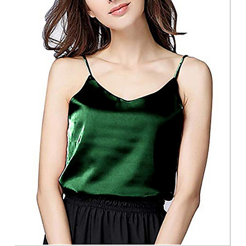 

Women's Solid Colored Tank Top Daily Holiday White / Black / Green
