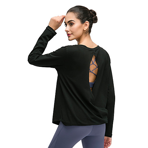 

Women's Yoga Top Winter Cut Out Fashion Black Purple Green Blue Elastane Cotton Yoga Running Fitness Sweatshirt Top Long Sleeve Sport Activewear Breathable Quick Dry Comfortable Stretchy