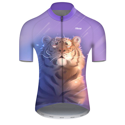 

21Grams Men's Short Sleeve Cycling Jersey Violet Galaxy Tiger Bike Top Mountain Bike MTB Road Bike Cycling Breathable Sports Clothing Apparel / Micro-elastic