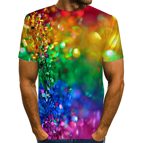 

Men's 3D Dusty Blue Print T-shirt Basic Exaggerated Daily Rainbow