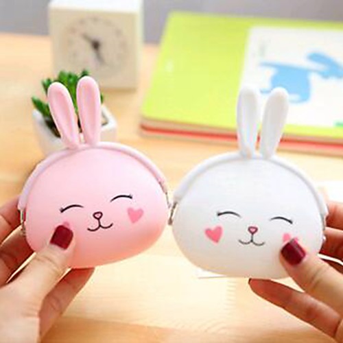 

Women's / Girls' Rubber Coin Purse Animal White / Blushing Pink