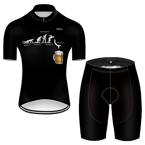 

21Grams Men's Short Sleeve Cycling Jersey with Shorts Black Oktoberfest Beer Bike Breathable Sports Patterned Mountain Bike MTB Road Bike Cycling Clothing Apparel / Stretchy