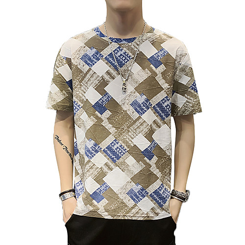 

Men's Daily Weekend T-shirt - Graphic / Solid Colored / Letter Khaki