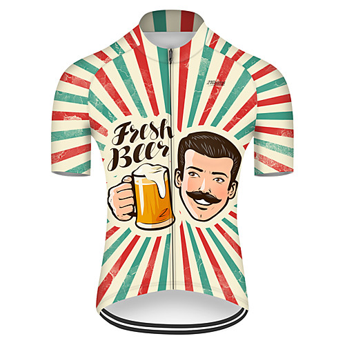 

21Grams Men's Short Sleeve Cycling Jersey PinkGreen Oktoberfest Beer Bike Top Mountain Bike MTB Road Bike Cycling Breathable Sports Clothing Apparel / Micro-elastic