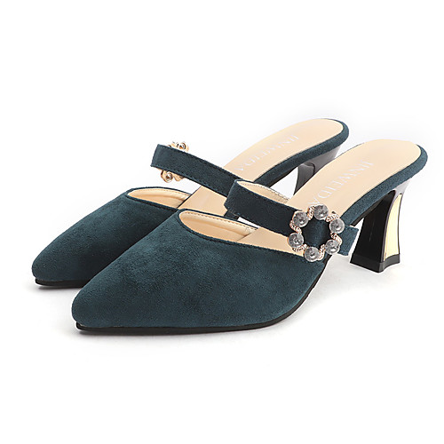 

Women's Heels Summer Pumps Pointed Toe Sexy Daily Suede Dark Green / Black