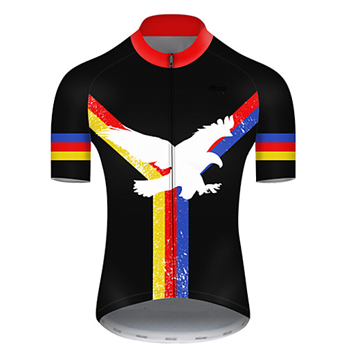 

21Grams Men's Short Sleeve Cycling Jersey Black / Red National Flag Bike Top Mountain Bike MTB Road Bike Cycling Breathable Sports Clothing Apparel / Micro-elastic